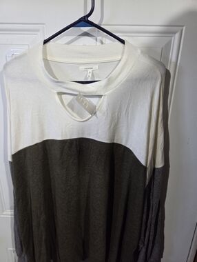 Maurices Ivory Cutout Neck Long Sleeve Shirt